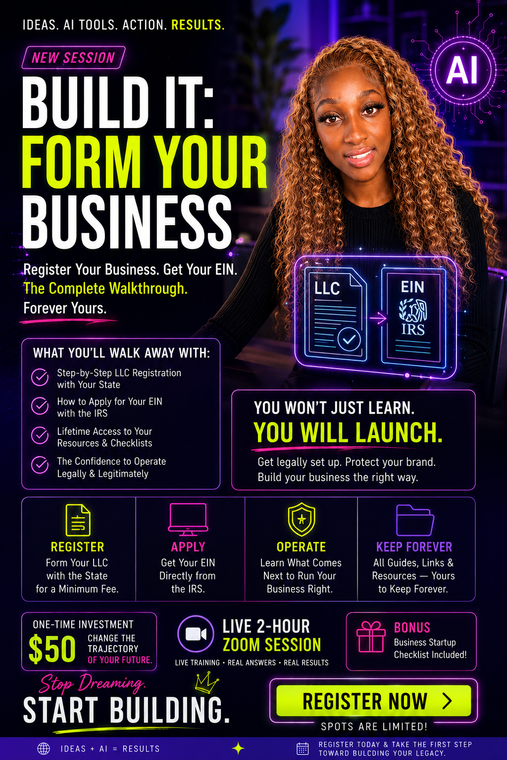 Build It: Form Your Business class flyer